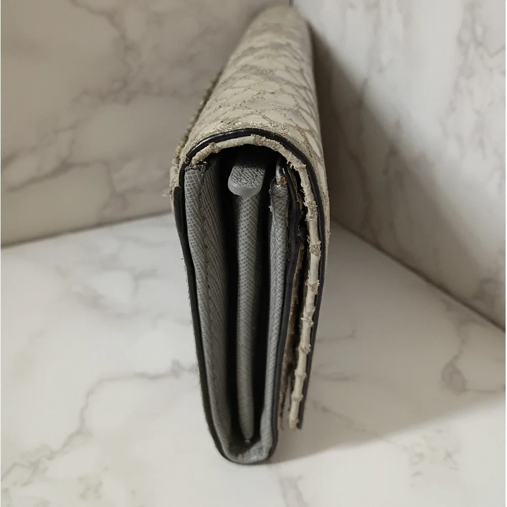MICHAEL KORS Fulton Flap Snakeskin Leather Continental Wallet - EUC